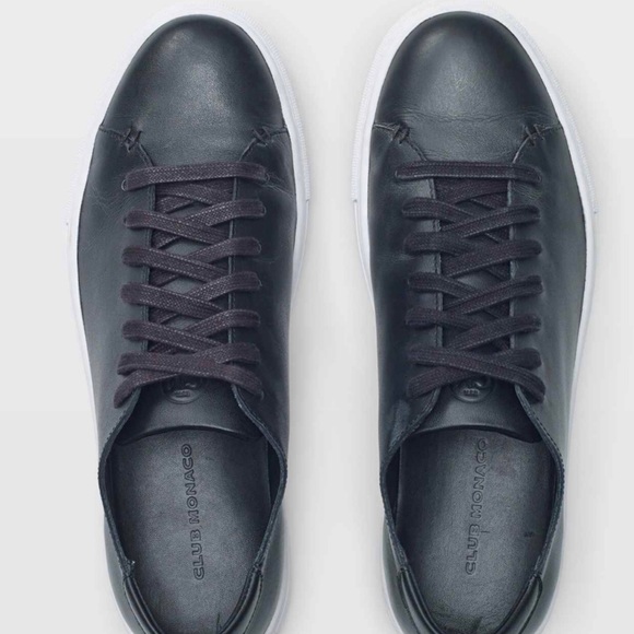 Club Monaco Leather Sneaker / Black - Picture 3 of 4